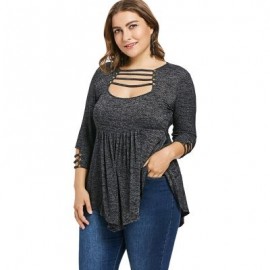 Plus Size Ladder Cut Out A Line T-shirt (DARK GRAY)