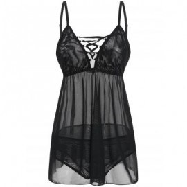 Plus Size See Through Lingerie Chemise (BLACK)