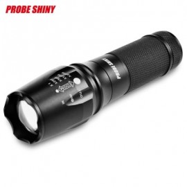 PROBE SHINY Handheld Portable LED Flashlight Zoomable Ultra Bright (BLACK)
