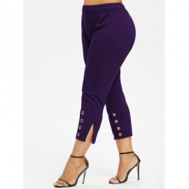 Plus Size Grommet Embellished Pants (PURPLE)