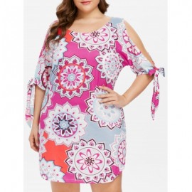 Plus Size Casual Print Knee Length Dress (MULTI)
