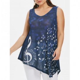 Plus Size Polka Dot Asymmetric Tank Top (BLUEBERRY BLUE)