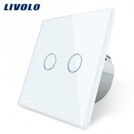 LIVOLO C7 Wall Light 2 Touch Switches Tempered Glass Panel (WHITE)
