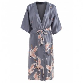 Half Sleeve Crane Sleeping Robe (BLUE GRAY)