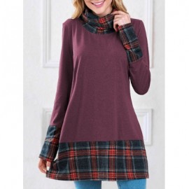 TURTLENECK PLAID INSERT SWEATSHIRT (PURPLE)