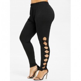Plus Size Bowknot Insert Leggings (BLACK)
