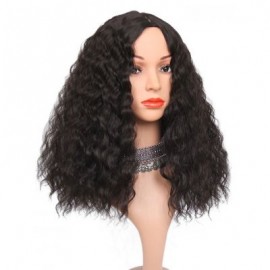 Long Center Parting Corn Hot Wavy Synthetic Wig (NATURAL BLACK)