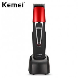 Kemei KM - 1008 Adjustable Cordless Rechargeable Hair Clipper Beard Trimmer (LOVE RED)