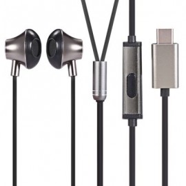 VT - 1 Type-C In-ear Stereo Earphones with On-cord Control (BLACK)