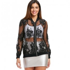 FLORAL EMBROIDERED MESH BOMBER JACKET (BLACK)