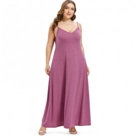Plus Size Spaghetti Strap Maxi Dress (PALE VIOLET RED)