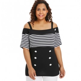 Plus Size Striped Longline T-shirt (BLACK)