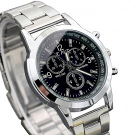 Fashion Men Zinc Alloy Band Quartz Business Watch (BLACK)