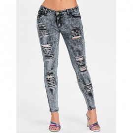Fading Ripped Skinny Jeans (SMOKEY GRAY)