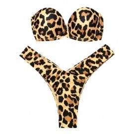 Women Sexy Tied Strap Lady Swimsuit Low Waist Two-piece Bikini Set (LEOPARD)