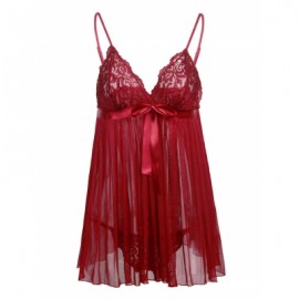 Valentine Plus Size Sheer Mesh Babydoll Dress (RED)