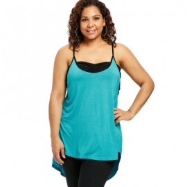 Plus Size Cami High Low Hem Tank Top (MACAW BLUE GREEN)