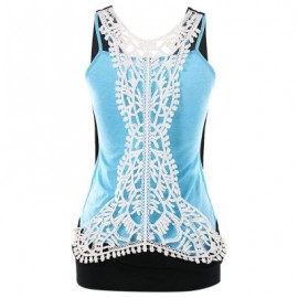 Sleeveless Crochet Back Panel Tank Top (BLACK)