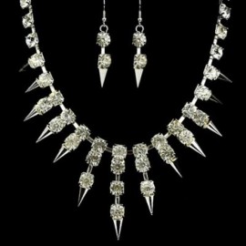 DELICATE SOLID COLOR RIVET EMBELLISHED NECKLACE AND A PAIR OF WOMEN'S EARRINGS (AS THE PIC