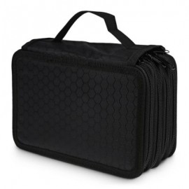 Student Large Capacity 4 Layer Pencil Case Portable Pen Bag for Sketching Class (BLACK)