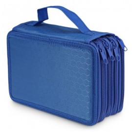 Student Large Capacity 4 Layer Pencil Case Portable Pen Bag for Sketching Class (BLUE)