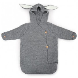 Baby Wearable Cute Rabbit Shape Knitted Swaddle Blanket Infant Sleeping Bag (GRAY)