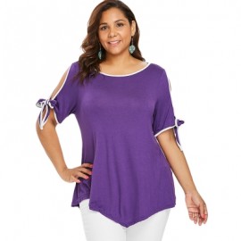 Plus Size Slit Sleeve T-shirt (PURPLE)