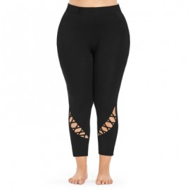 Plus Size Cutout Ankle Leggings (BLACK)