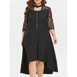Hook and Eye Plus Size High Low Dress (BLACK)