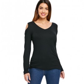 Cold Shoulder Back Criss Cross T-shirt  (BLACK)