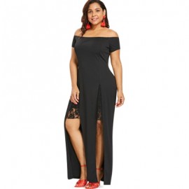 Plus Size Floral Lace Party Maxi Dress (BLACK)