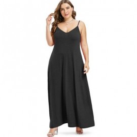 Plus Size Spaghetti Strap Maxi Dress (BLACK)