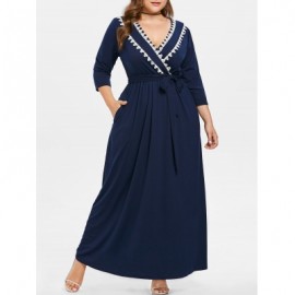 Plus Size Longline Dress with Belt (CADETBLUE)