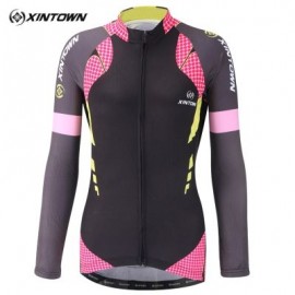 XINTOWN Long Sleeve Quick-dry Zipper Color Printed Cycling Jersey for Women (MULTI)