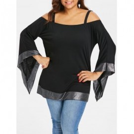 Plus Size Bell Sleeve Tunic Top (BLACK)