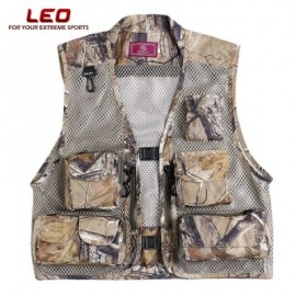 LEO 27913 - FC Outdoor Fishing Hunting Mesh Vest with Multiple Pockets (KHAKI)