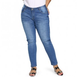 Plus Size Tight Denim Pants (DENIM BLUE)