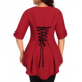 Plus Size Two Tone Dip Hem Top (RED)