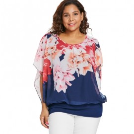 Plus Size Mesh Popover Blouse (DEEP BLUE)