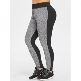 Plus Size Color Block Sports Leggings (GRAY)