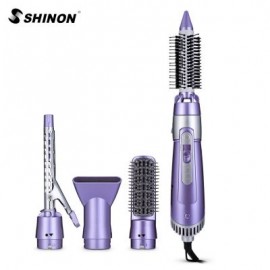 SHINON SH - 9822 - 6 HAIR STYLING TOOL SET 5-IN-1 ELECTRIC DRYER CURLER BRUSH COMB (MAUVE)