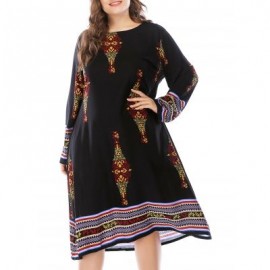 Plus Size Casual Knee Length Dress (BLACK)