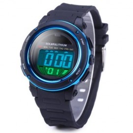 SKMEI 1096 5ATM WATER RESISTANT SOLAR POWER LED SPORTS WATCH WITH BACKLIGHT ALARM (BLUE)