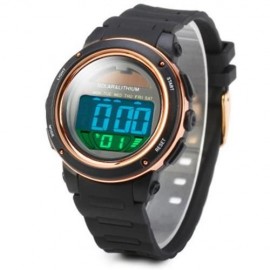 SKMEI 1096 5ATM WATER RESISTANT SOLAR POWER LED SPORTS WATCH WITH BACKLIGHT ALARM (GOLDEN)