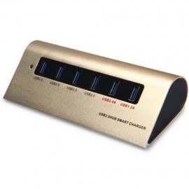 ALUMINUM ALLOY 4 USB3.0 PORTS HUB 2 QUICK CHARGE INTERFACES SMART CHARGER WITH US PLUG POW