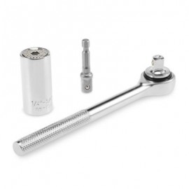7 - 19mm 3 Pieces Hand Tool Set Universal Socket Wrench (SILVER)