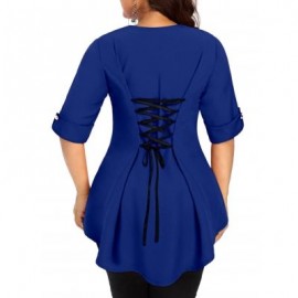 PLUS SIZE TWO TONE DIP HEM TOP (EARTH BLUE)