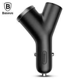 Baseus Y-shape Dual USB Car Charger with Cigarette Extended Port (BLACK)