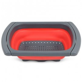 Plastic Rubber Adjustable Foldable Drain Basket (LAVA RED)