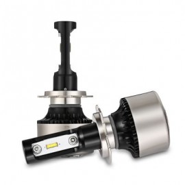 2PCS F5S 12V H7 Car SMD LED Headlight 6000lm 6500K Front Lamp (BLACK)